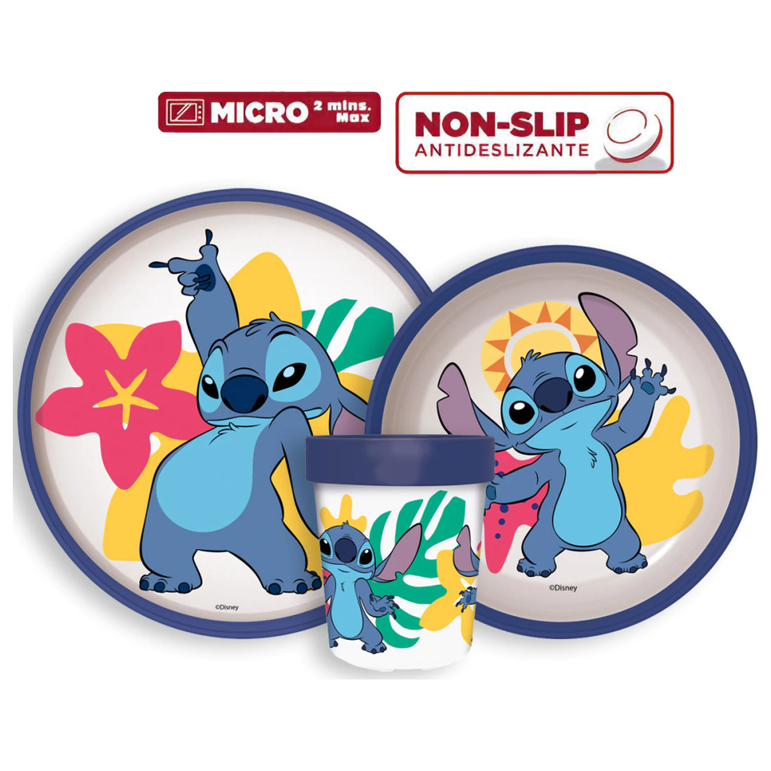 Disney Lilo & Stitch Palms Non-Slip Zestaw naczyń obiadowych, Micro Plastic Set zdjęcie produktu