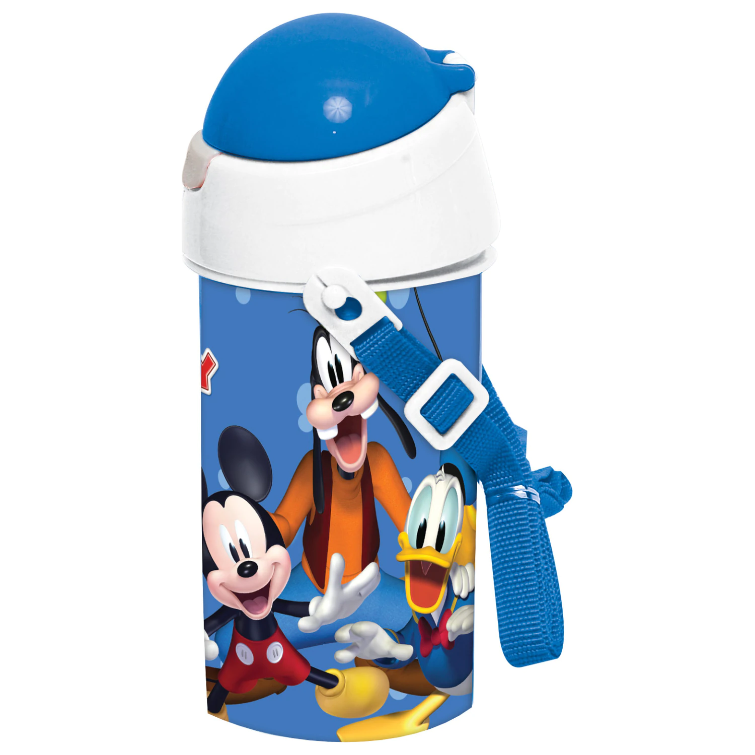 Disney Mickey Niebieska Plastikowa Butelka na Wodę ze Słomką i Smyczą 500 ml zdjęcie produktu