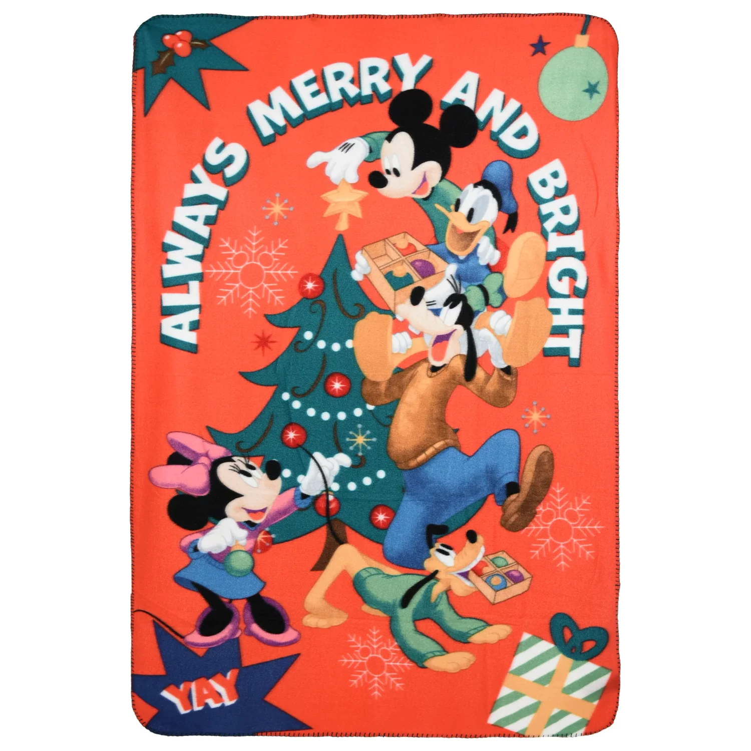 Koc polarowy Disney Mickey Bright Christmas 100x150 cm zdjęcie produktu
