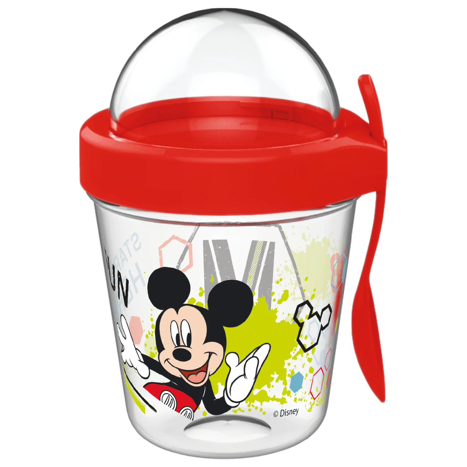 Disney Mickey Kubek Fun Cup z pokrywką na przekąski i łyżeczką 350 ml zdjęcie produktu