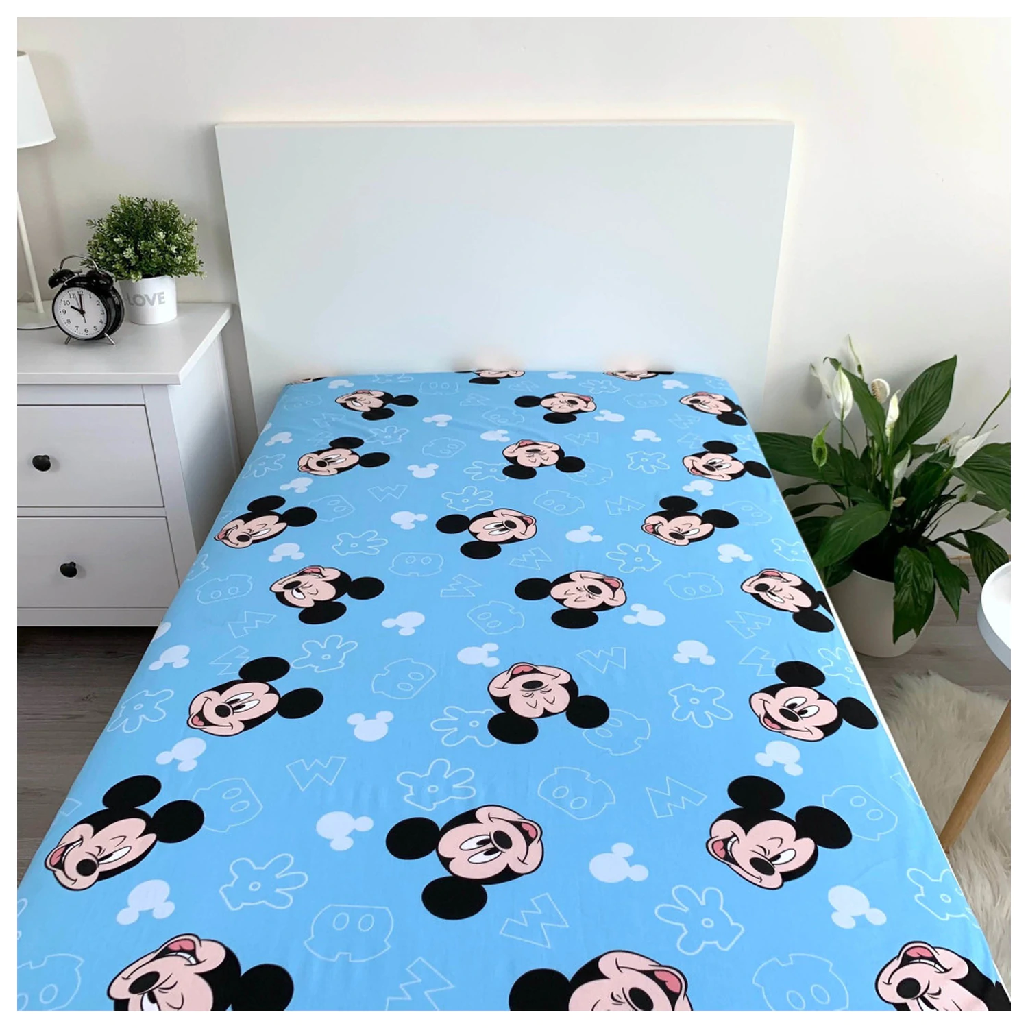 Disney Mickey Funny Head Prześcieradło z Gumką 90x200 cm zdjęcie produktu