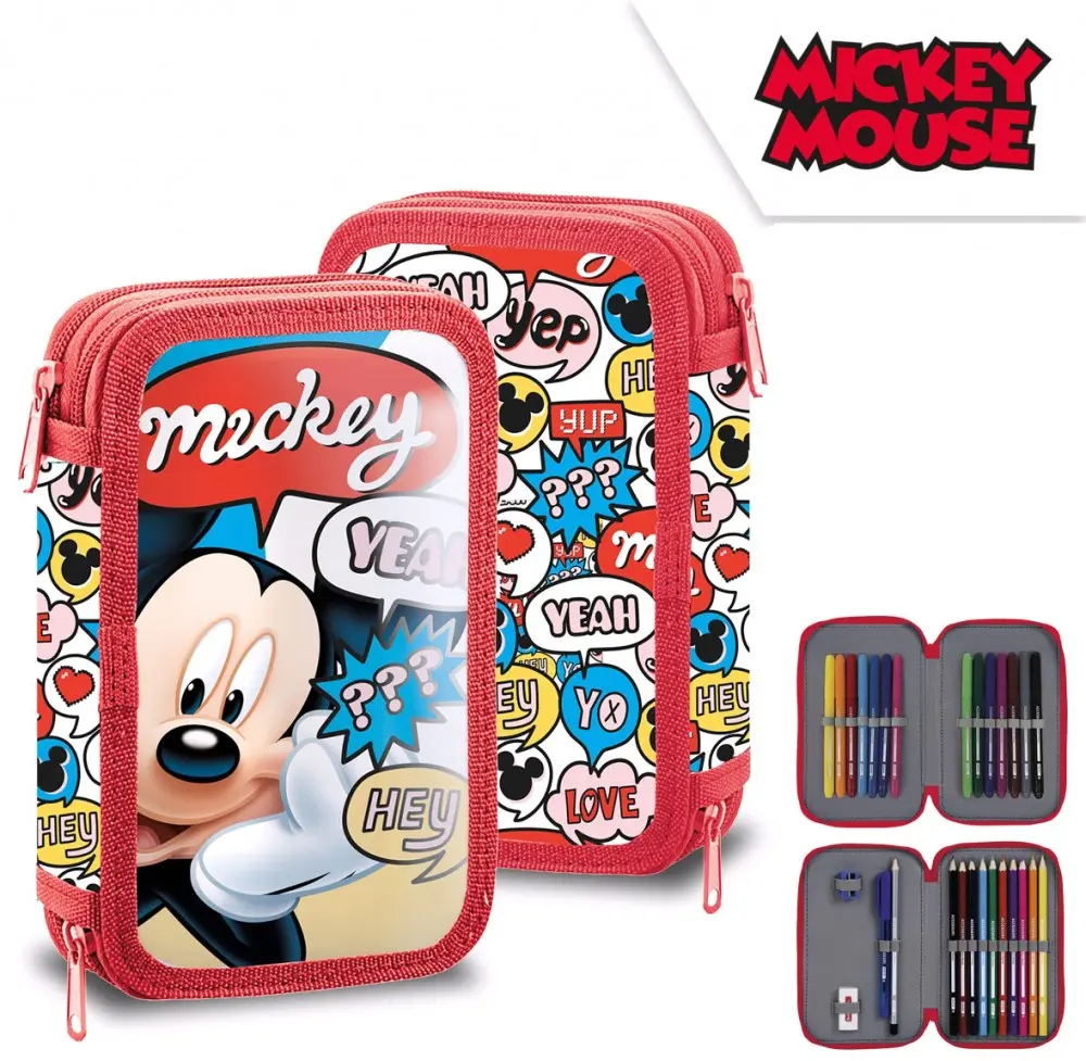 Disney Mickey Mouse dwupiętrowy piórnik z wyposażeniem zdjęcie produktu
