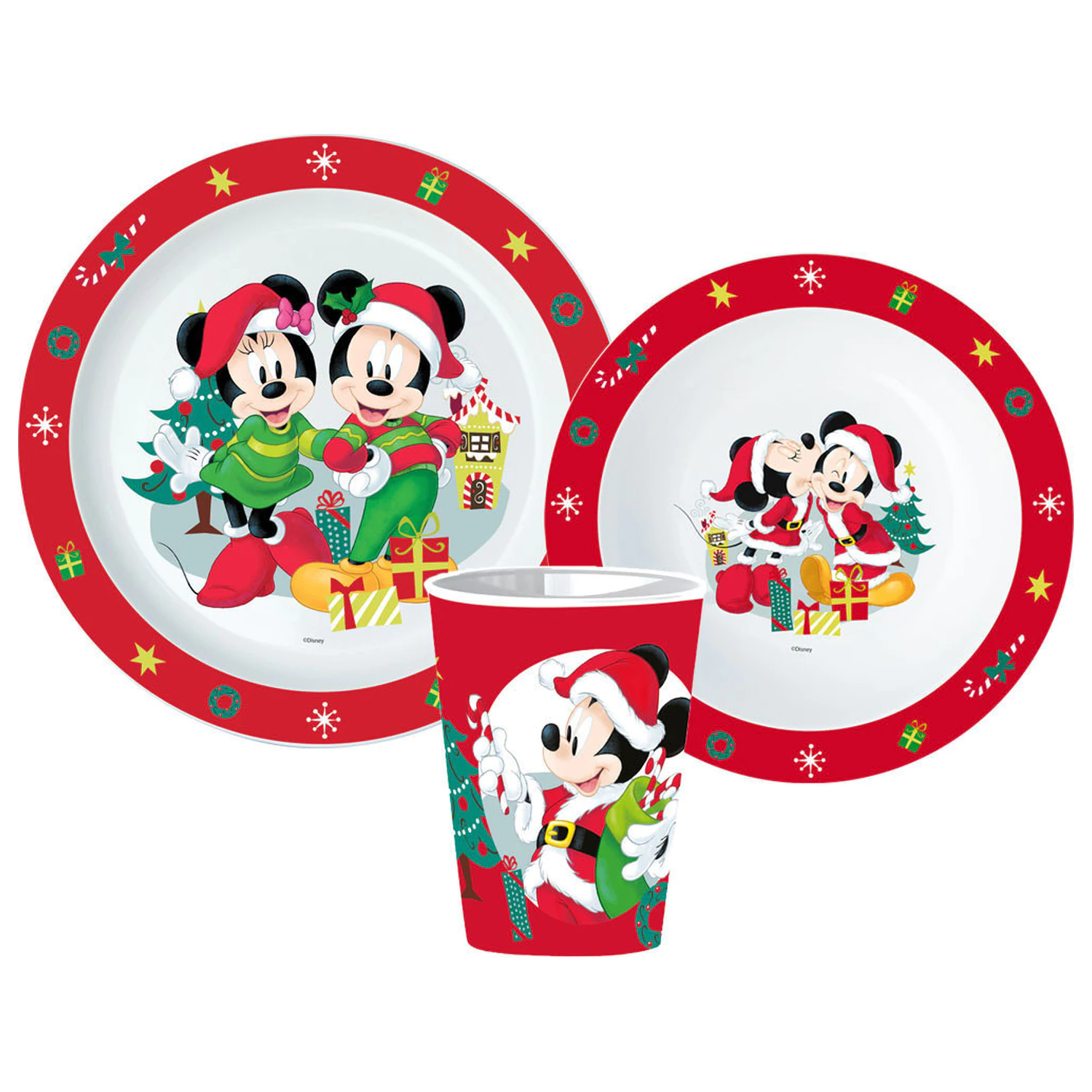 Disney Minnie and Mickey Świąteczny zestaw naczyń, zestaw micro plastic, ze szklanką 260 ml zdjęcie produktu