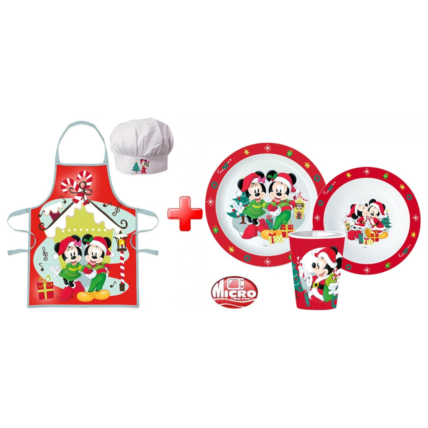 Disney Minnie and Mickey Świąteczny fartuch i plastikowy zestaw obiadowy zdjęcie produktu