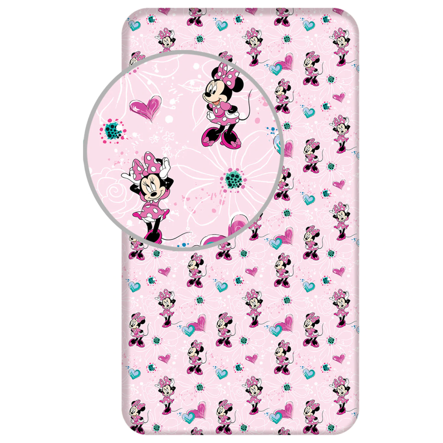 Disney Minnie Flowers prześcieradło z gumką 90x200 cm zdjęcie produktu