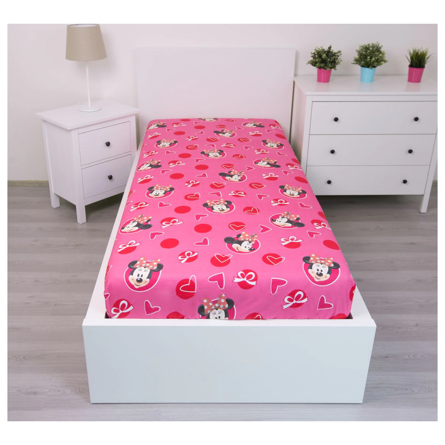 Disney Minnie Hearts Prześcieradło z Gumką 90x200 cm zdjęcie produktu