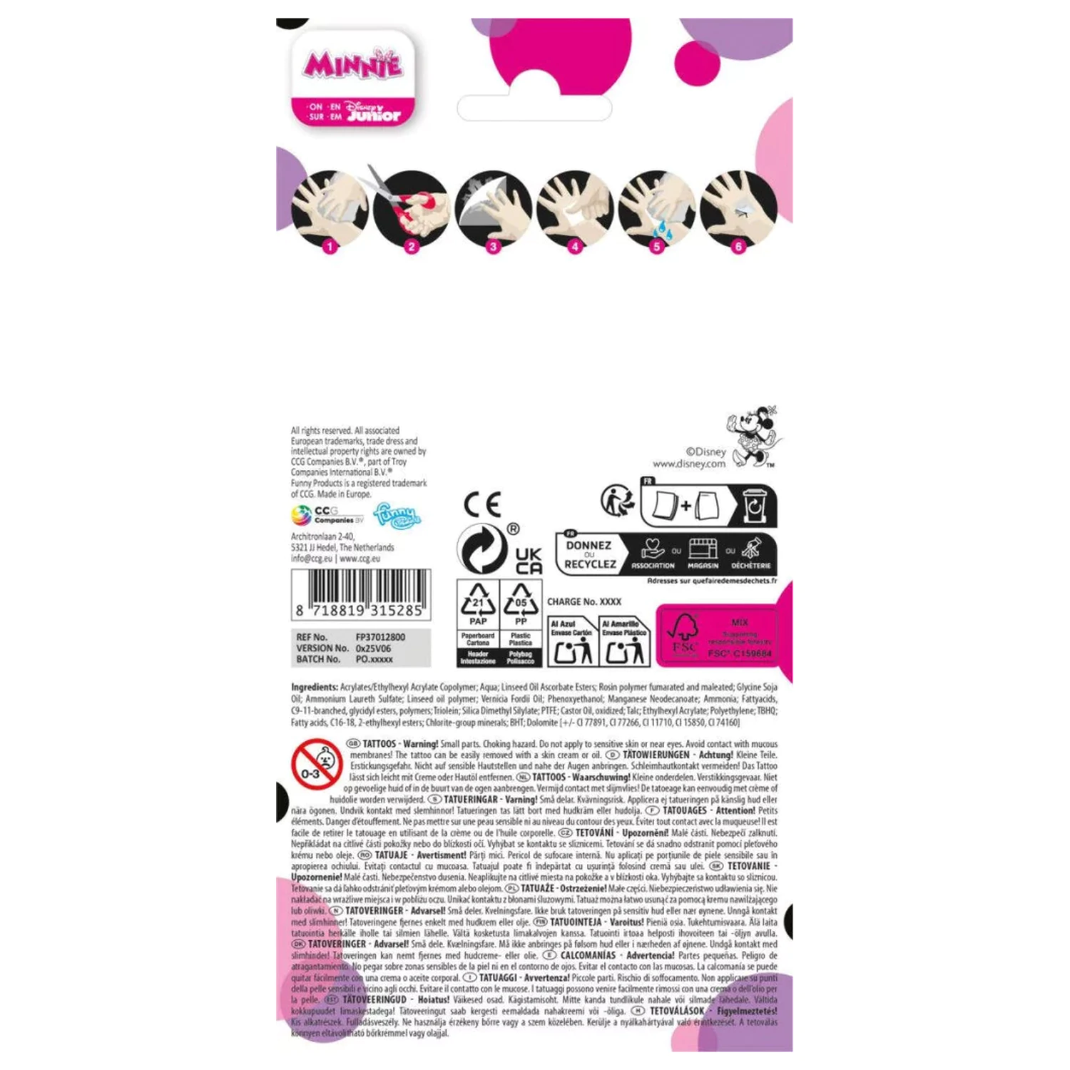 Disney Minnie Smile Tattoo 12 sztuk zdjęcie produktu