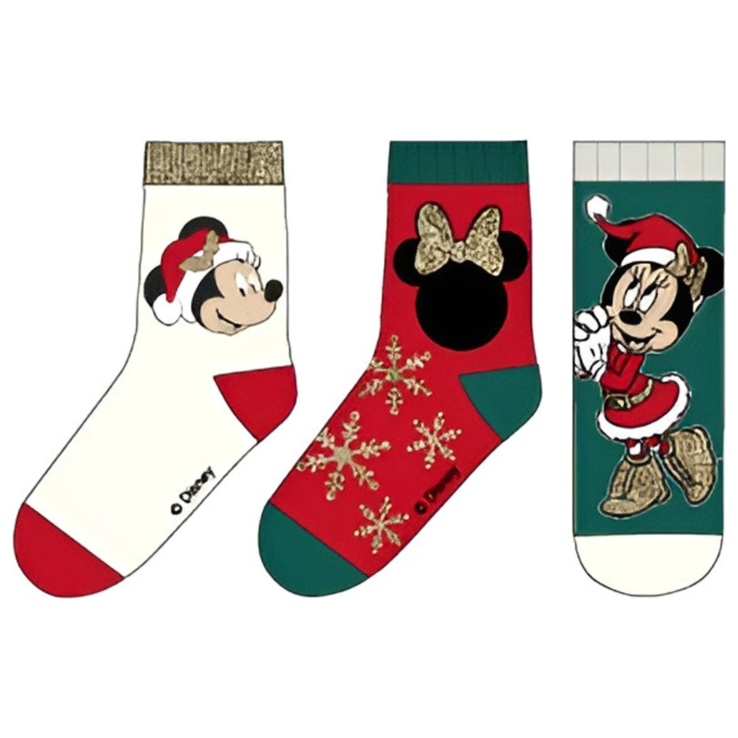 Disney Minnie Snow Green Christmas skarpetki dziecięce 27/30 zdjęcie produktu