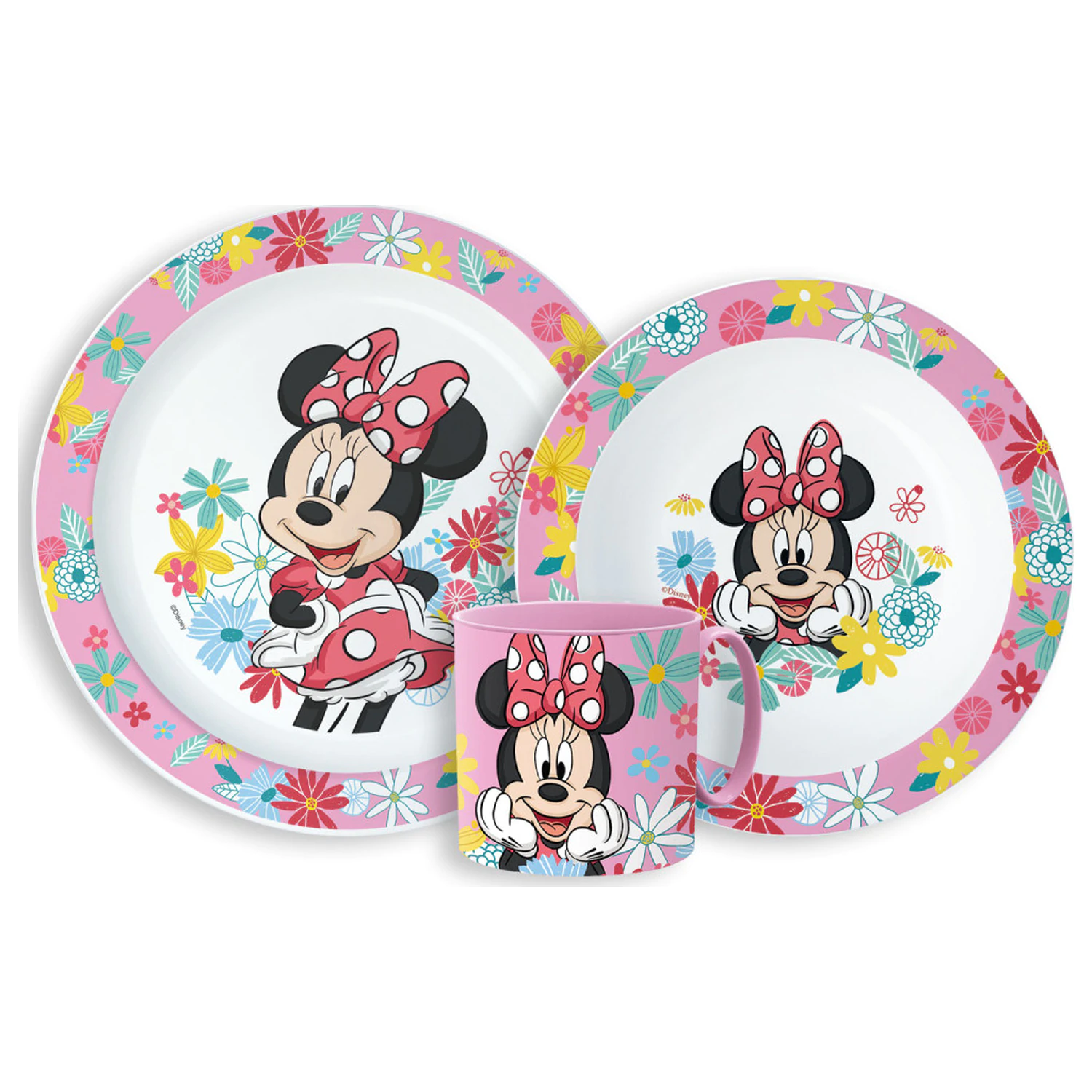 Disney Minnie Wiosenny zestaw obiadowy, micro plastikowy zestaw z kubkiem zdjęcie produktu