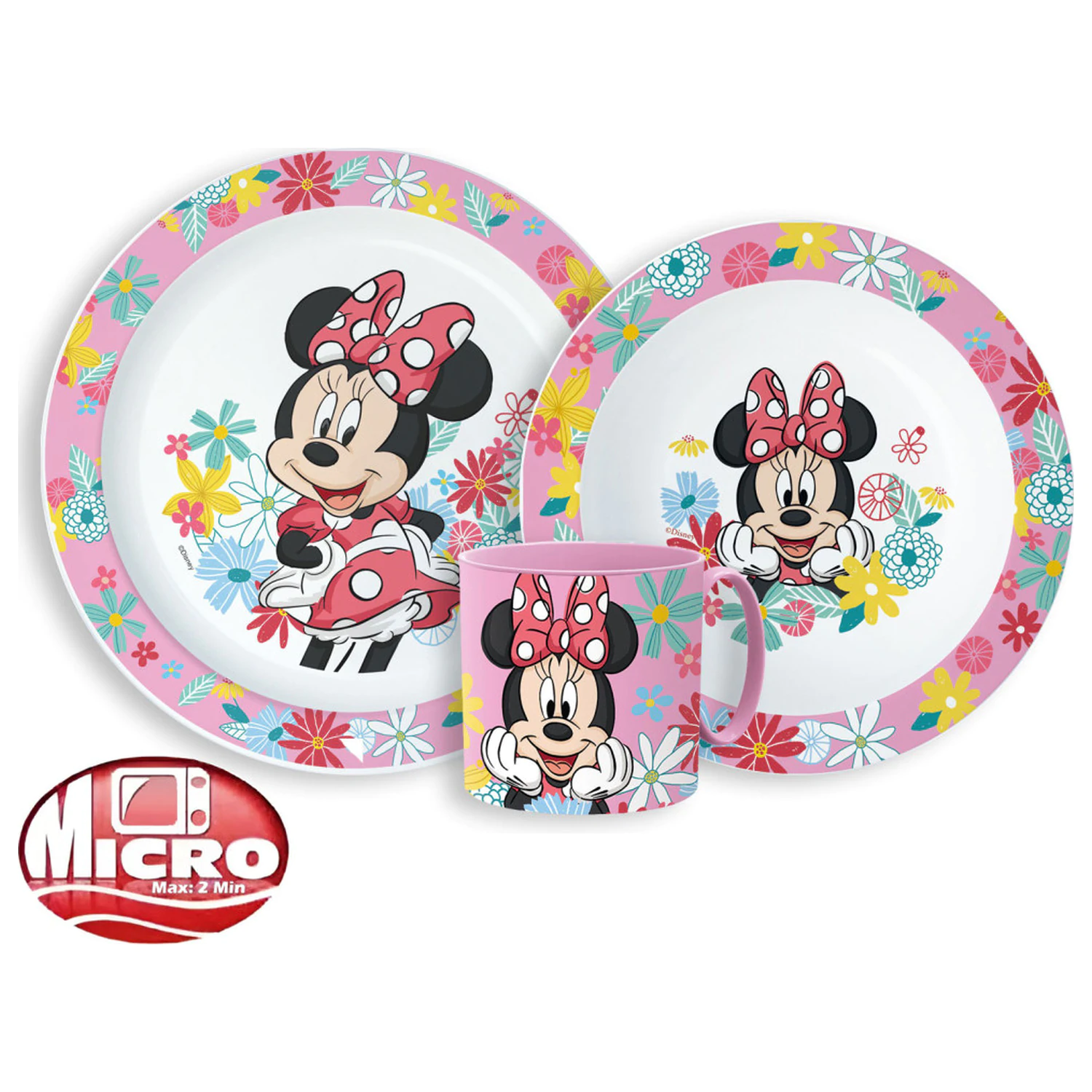 Disney Minnie Wiosenny zestaw obiadowy, micro plastikowy zestaw z kubkiem zdjęcie produktu