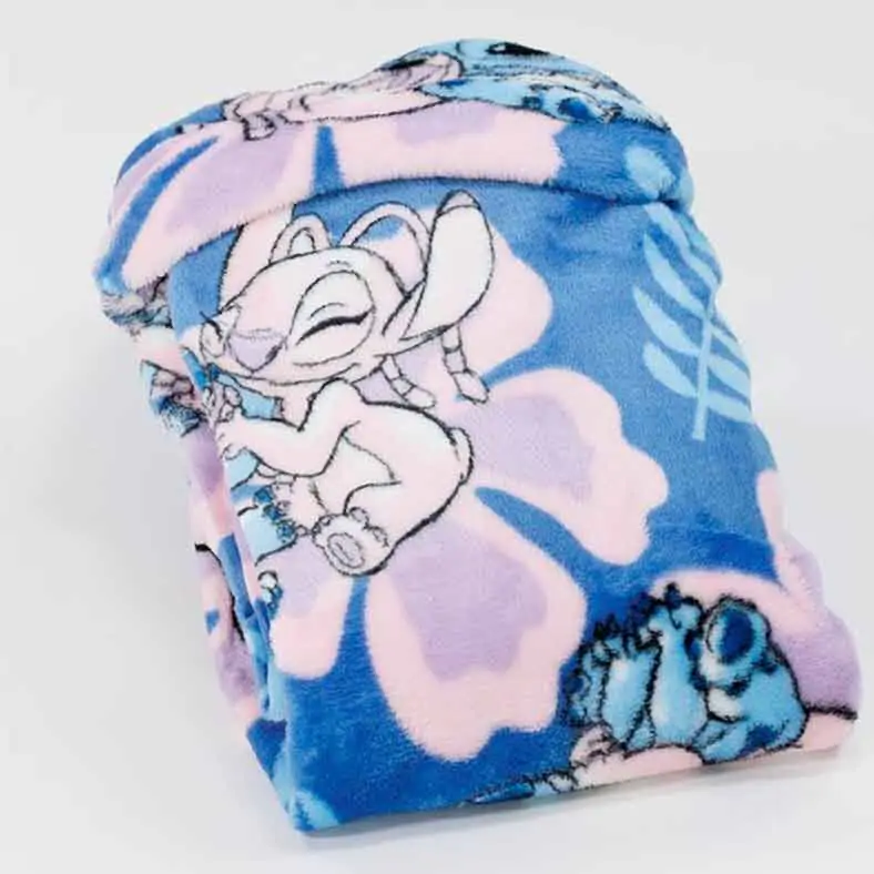 Koc z kapturem Disney Stitch & Angel Coral 120x150cm zdjęcie produktu