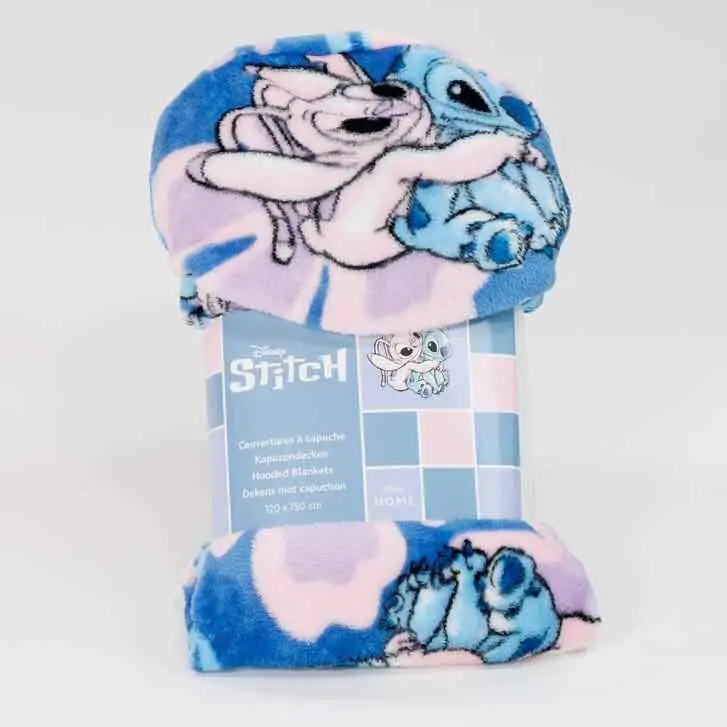 Koc z kapturem Disney Stitch & Angel Coral 120x150cm zdjęcie produktu