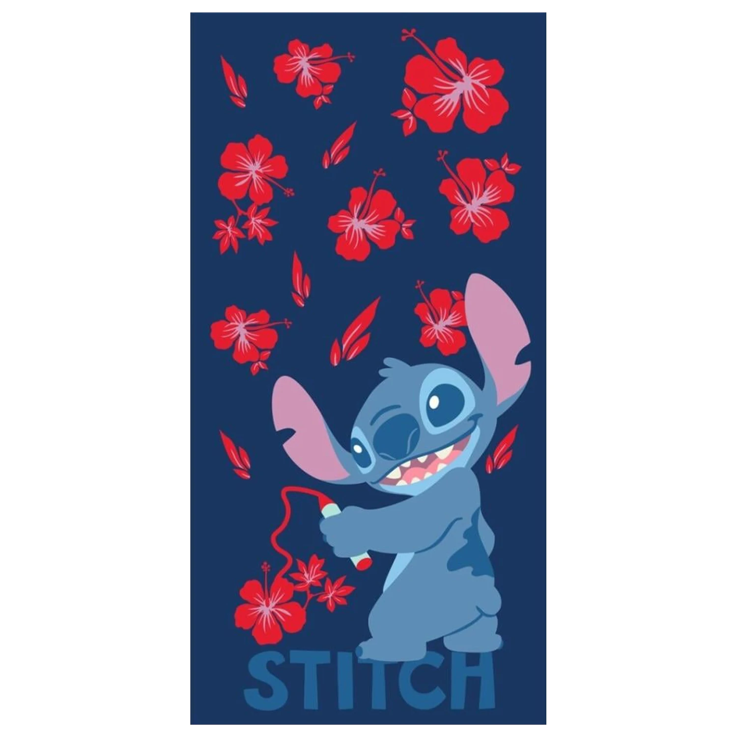 Disney Stitch "Red Flowers" Ręcznik Plażowy 90x170cm zdjęcie produktu