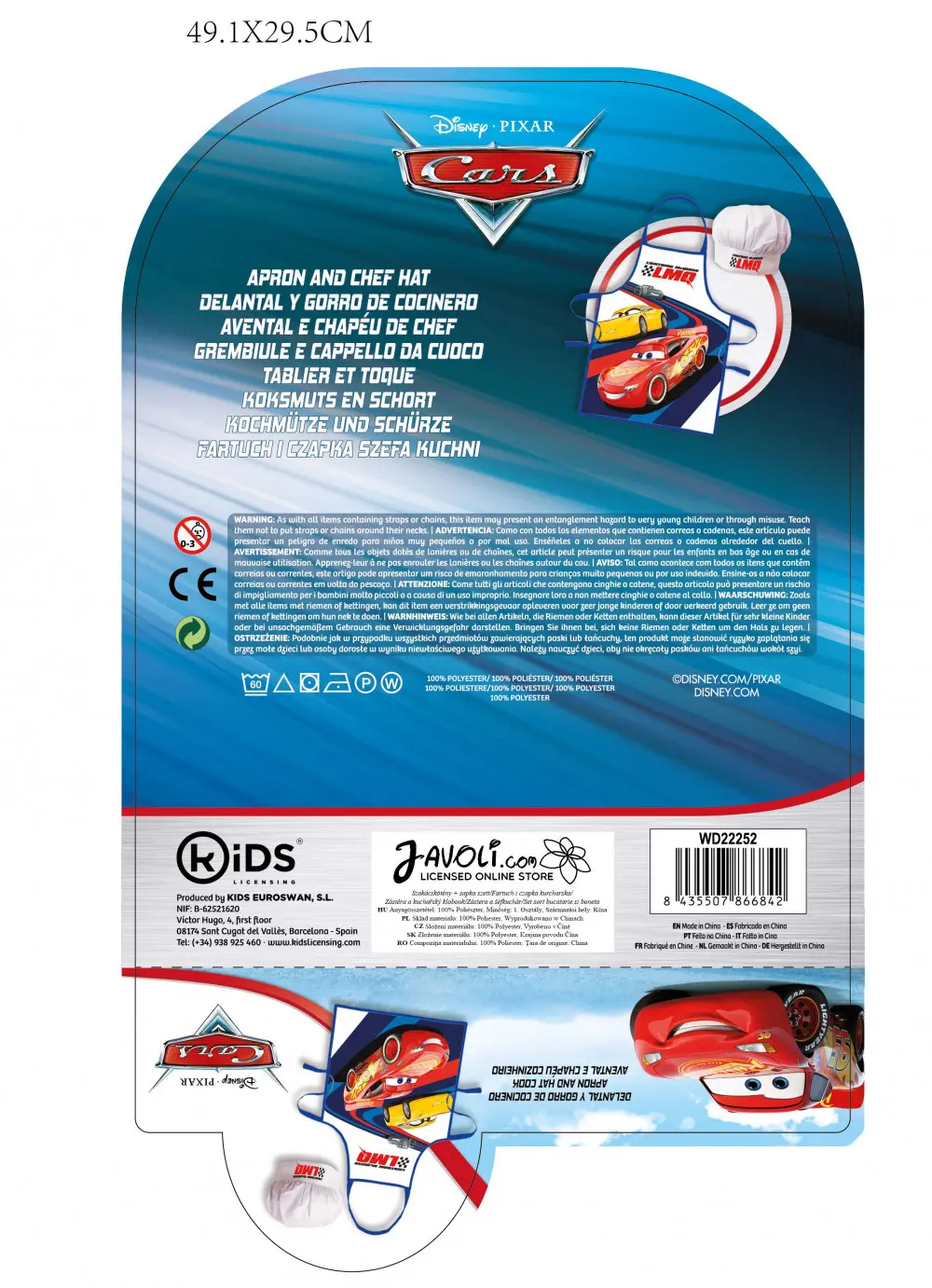 Zestaw dziecięcy fartuszek Disney Cars, 2-częściowy zdjęcie produktu