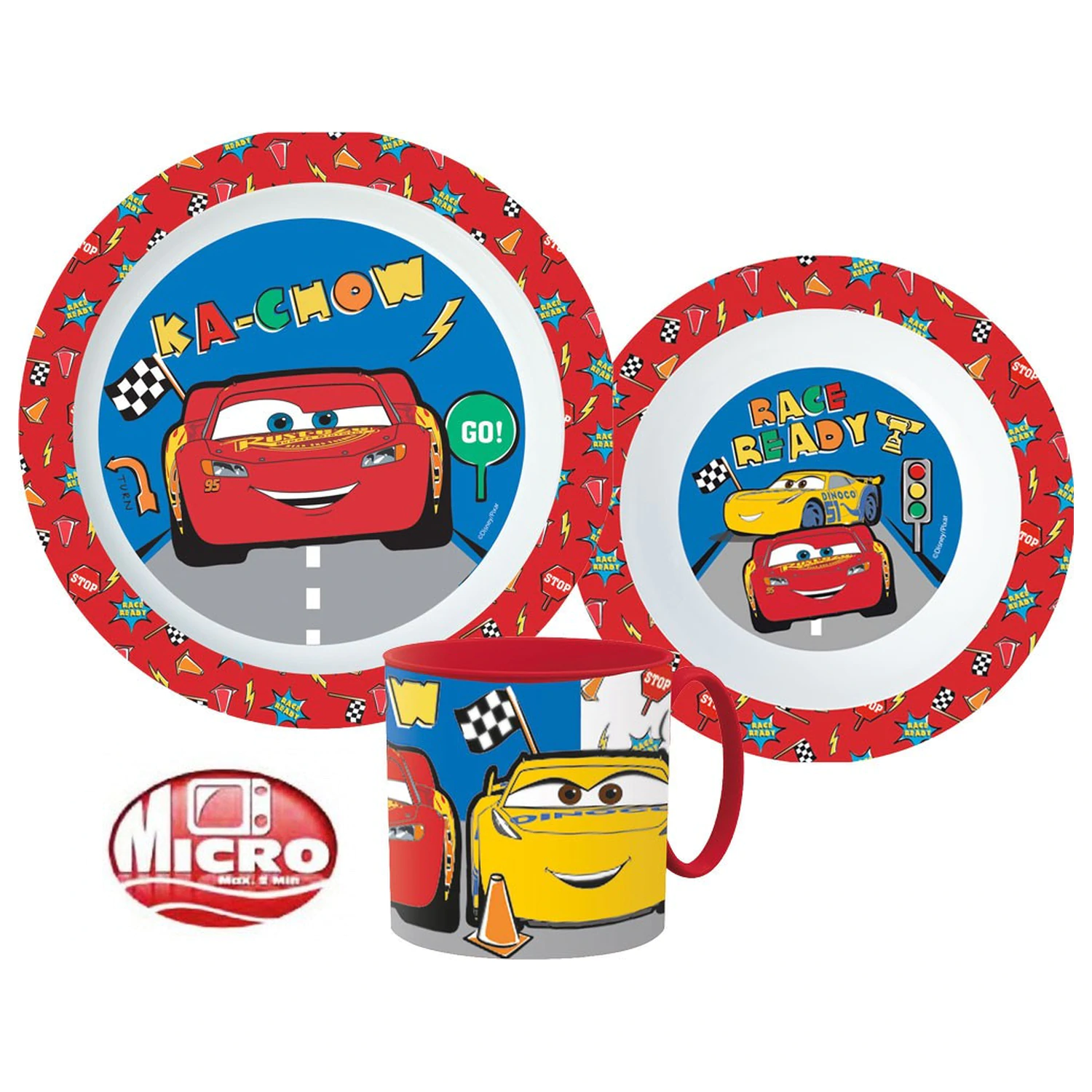Disney Cars Lets Race zestaw naczyń, mikro plastikowy zestaw z kubkiem 265 ml zdjęcie produktu