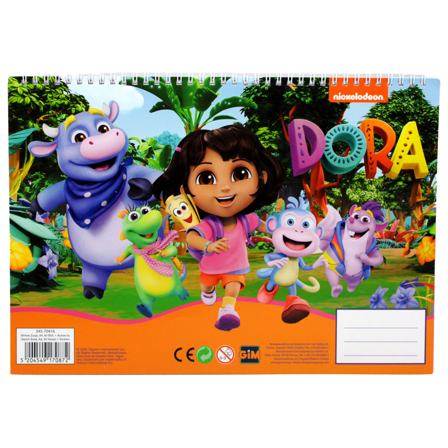 Dora the Explorer Jungle A/4 spiralny szkicownik z 40 naklejkami zdjęcie produktu