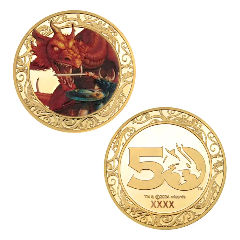 Dungeons & Dragons Moneta Kolekcjonerska 50. Rocznica z Kolorowym Nadrukiem Pozłacana 24k Złotem Edycja 4 cm zdjęcie produktu