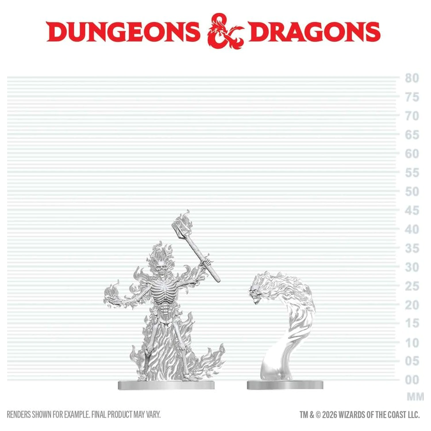Dungeons & Dragons Nolzur's Marvelous Miniatures Niepomalowana Miniatura Flaming Skeleton & Flameskull 14 cm zdjęcie produktu
