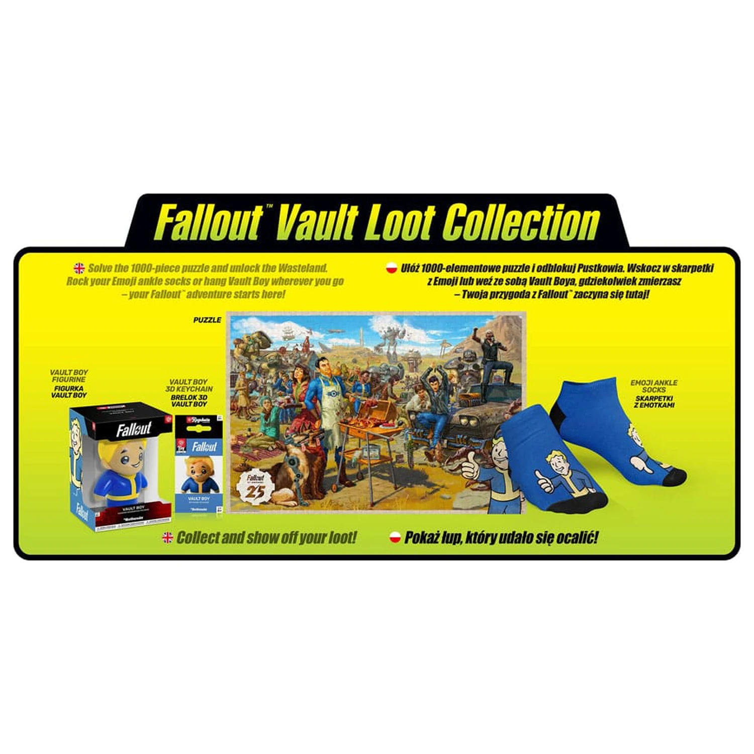 Fallout zestaw upominkowy Fallout Vault Loot Collection (Puzzle, skarpetki, figurka i brelok) zdjęcie produktu