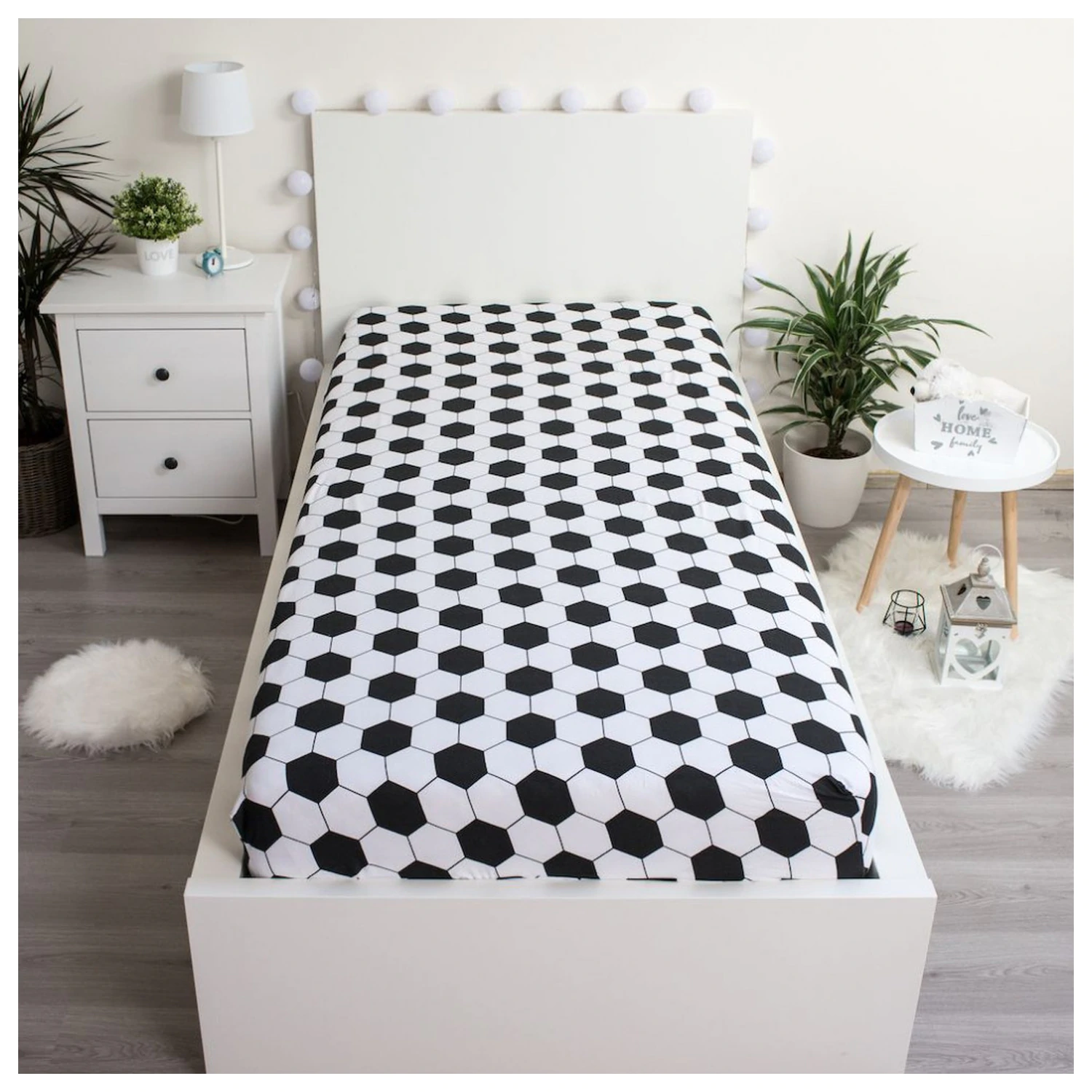 Prześcieradło z Gumką Piłki Nożne 90x200 cm zdjęcie produktu