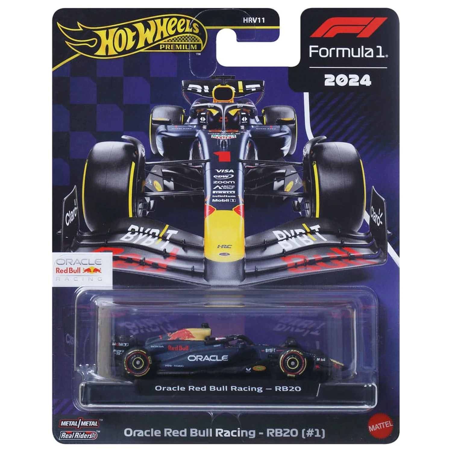 Pojazd Premium Hot Wheels Formuła 1 z odlewu ciśnieniowego w skali 1/64 Oracle Red Bull Racing RB20 (#1) (Max Verstappen 2024) zdjęcie produktu