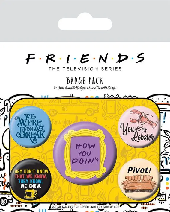 "Friends" Agrafki, przypinki z cytatami - 5 szt. zdjęcie produktu
