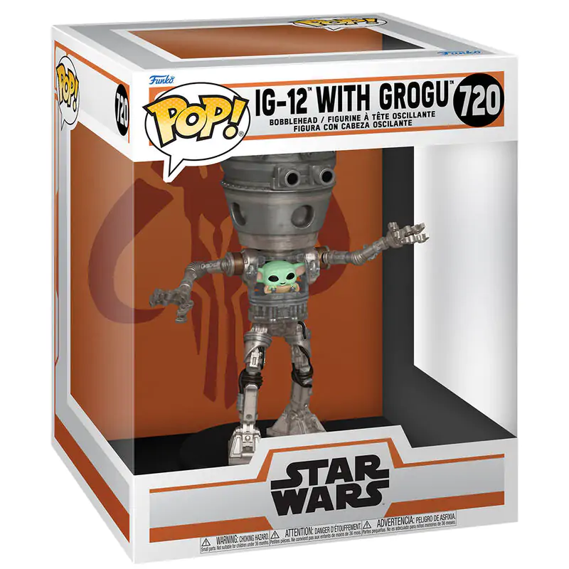 Star Wars: The Mandalorian Funko POP! Deluxe Vinyl Bobblehead Figurka IG-12 z Grogu 17 cm zdjęcie produktu