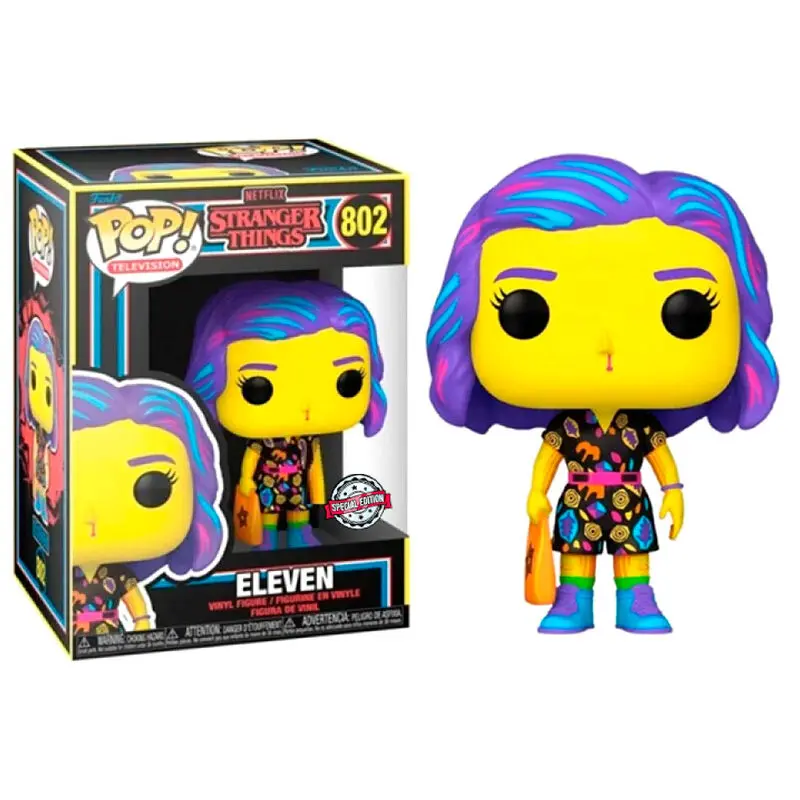 Figurka POP Stranger Things Eleven w stroju z centrum handlowego Black Light Exclusive zdjęcie produktu