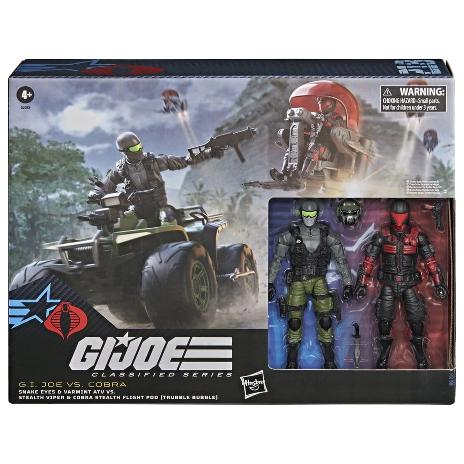 G.I. Joe Classified Series figurka akcji i zestaw pojazdów Snake Eyes & Varmint ATV vs. Stealth Viper & Cobra Stealth Flight Pod (Trubble Bubble) 15 cm zdjęcie produktu