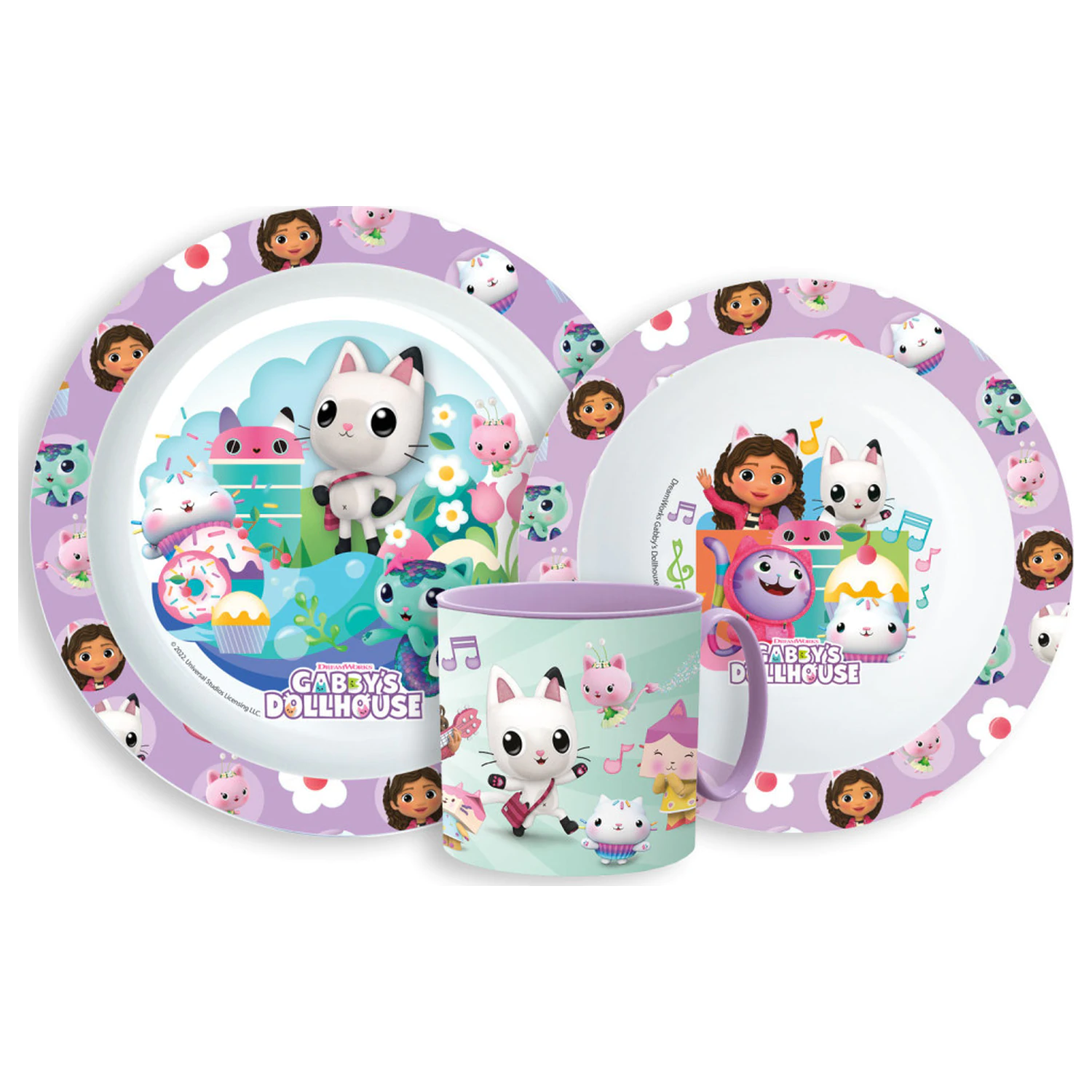 Gabby's Dollhouse Kitty Magic zestaw naczyń, mikro zestaw plastikowy z kubkiem zdjęcie produktu