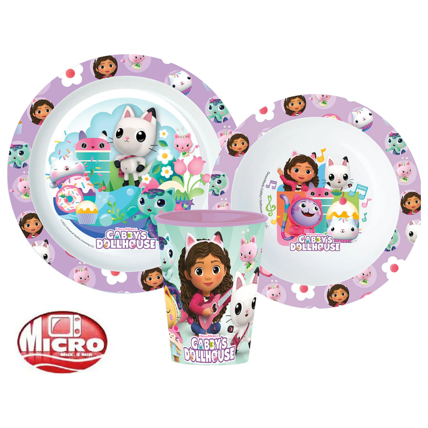 Gabby's Dollhouse Kitty Magic zestaw naczyń, mikro zestaw plastikowy, z kubkiem 260 ml zdjęcie produktu