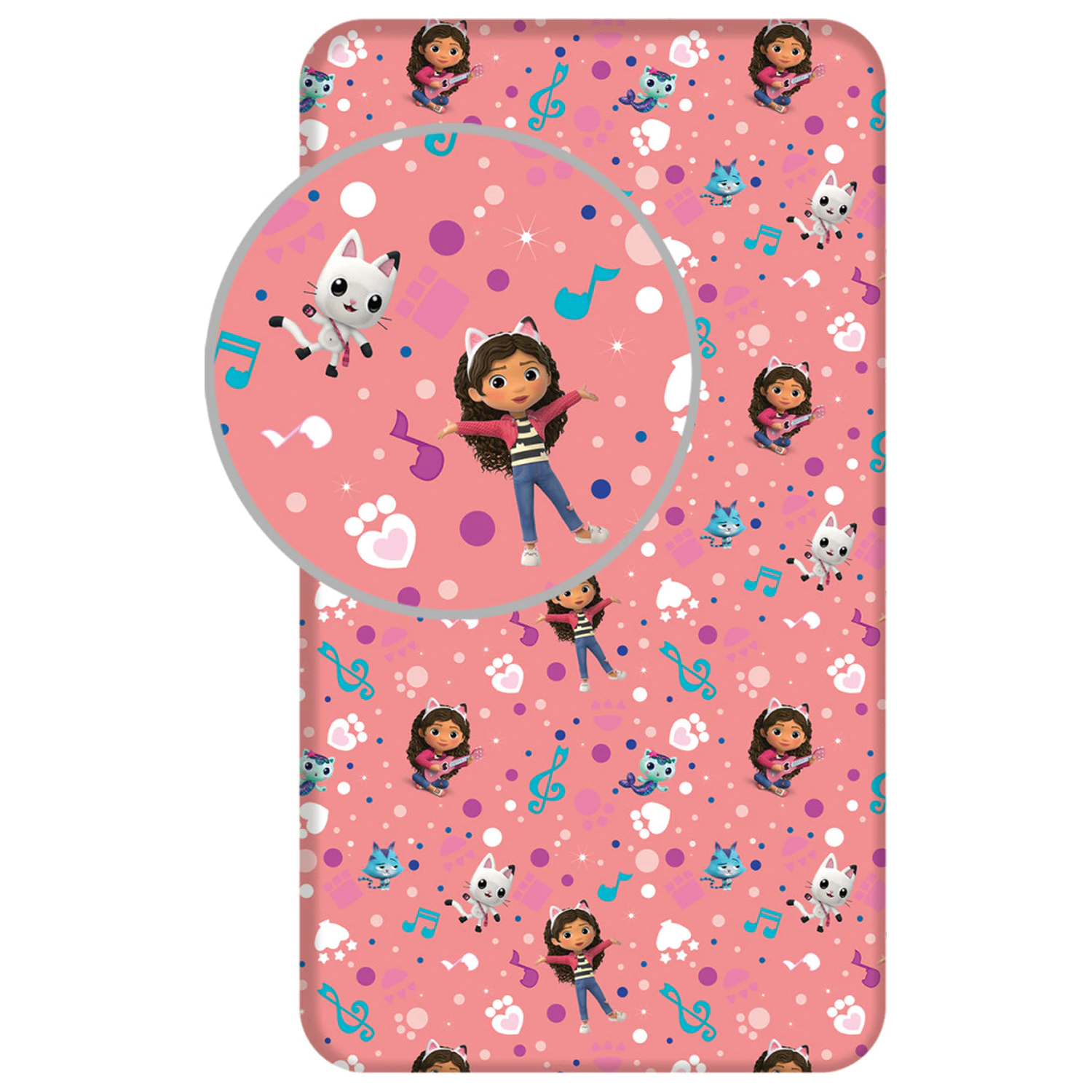 Gabby's Dollhouse Muzyczne Prześcieradło z Gumką 90x200 cm zdjęcie produktu