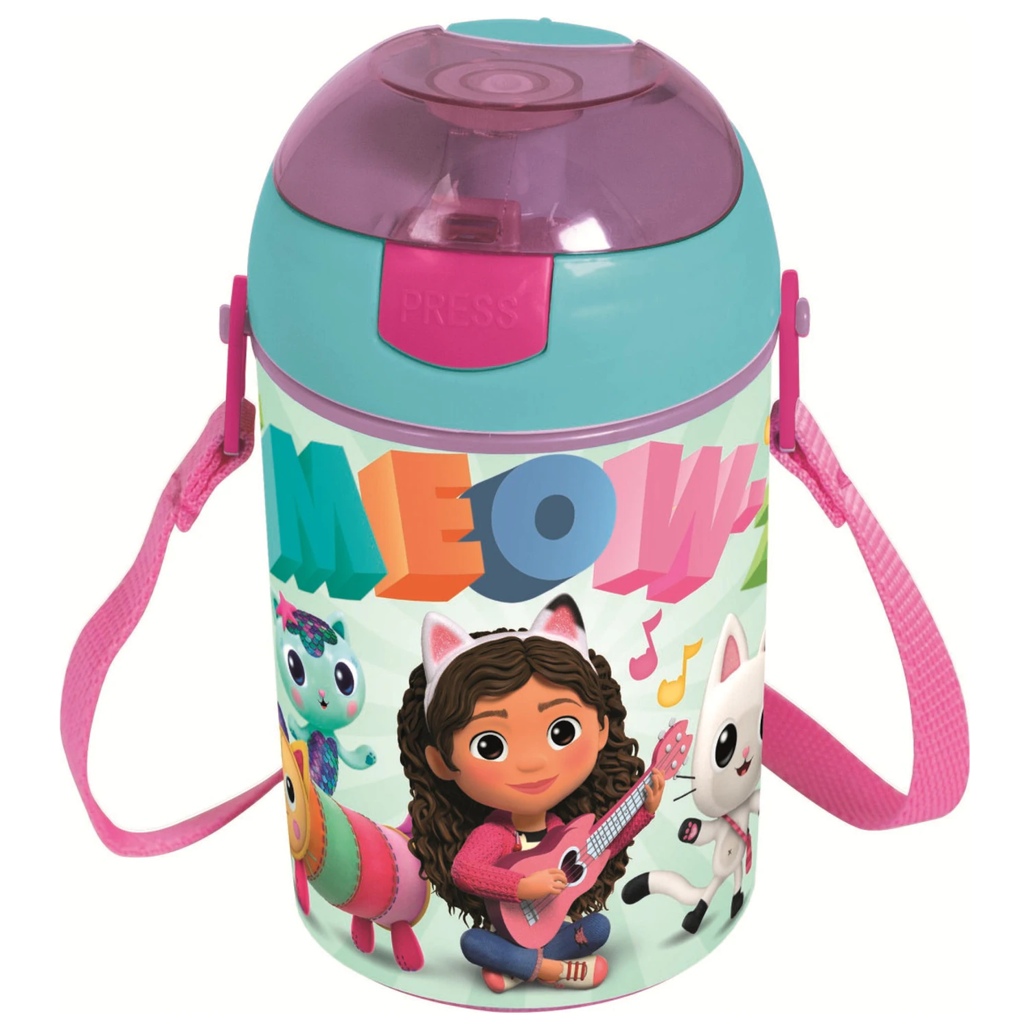 Gabi's Dollhouse Wonderland plastikowa butelka ze słomką z wieszakiem 450 ml zdjęcie produktu