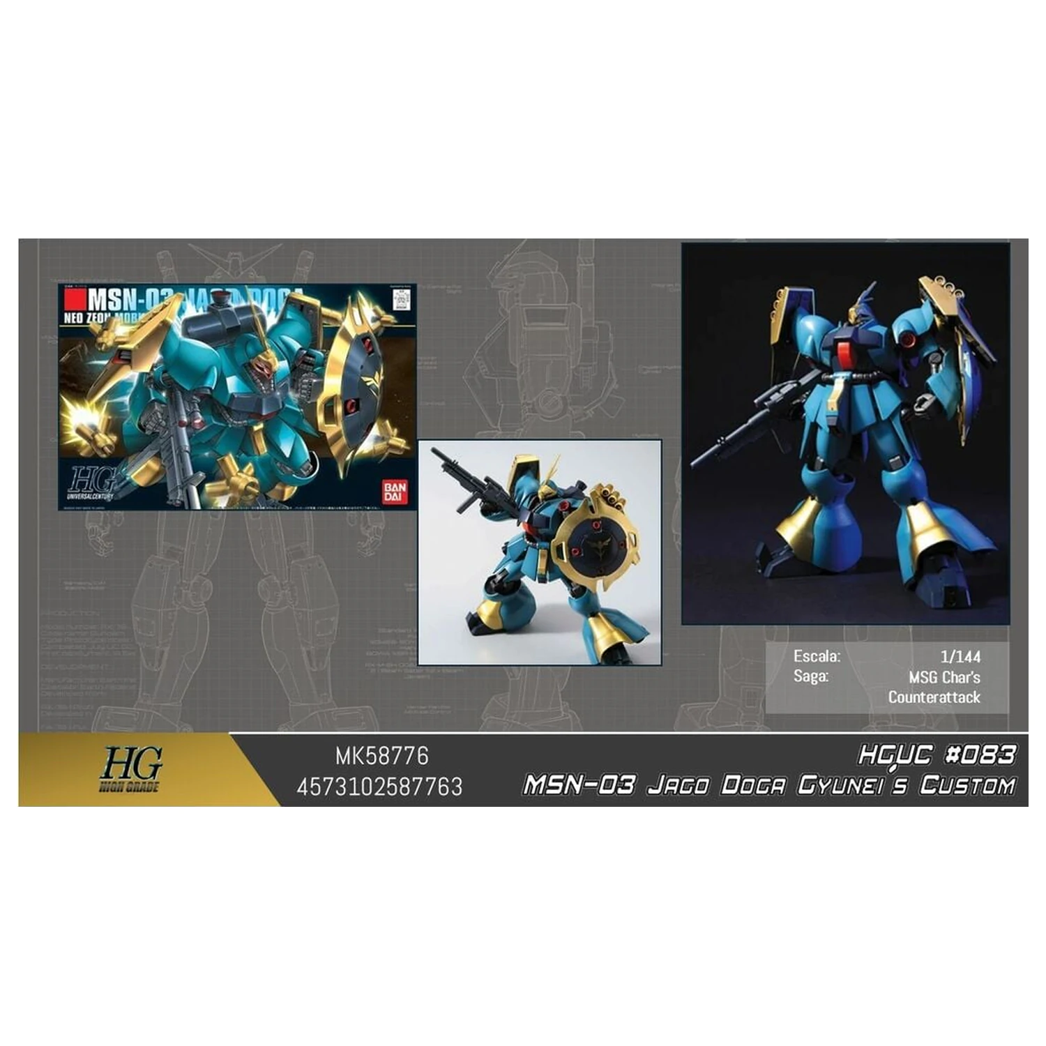 Gundam Char's Counterattack MSN-03 Jagd Doga Gyunei Guss Custom Mobile Suit Model Kit HGUC 1/144 zdjęcie produktu