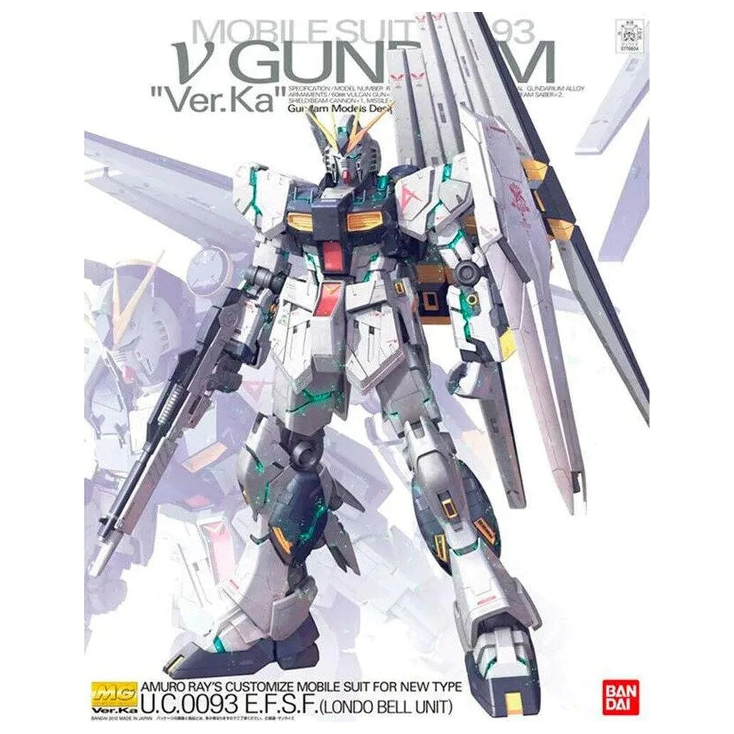 Gundam Char's Counterattack RX-93 Nu Gundam Ver. Ka Zestaw modelowy Ruchomy Kombinezon MG 1/100 zdjęcie produktu