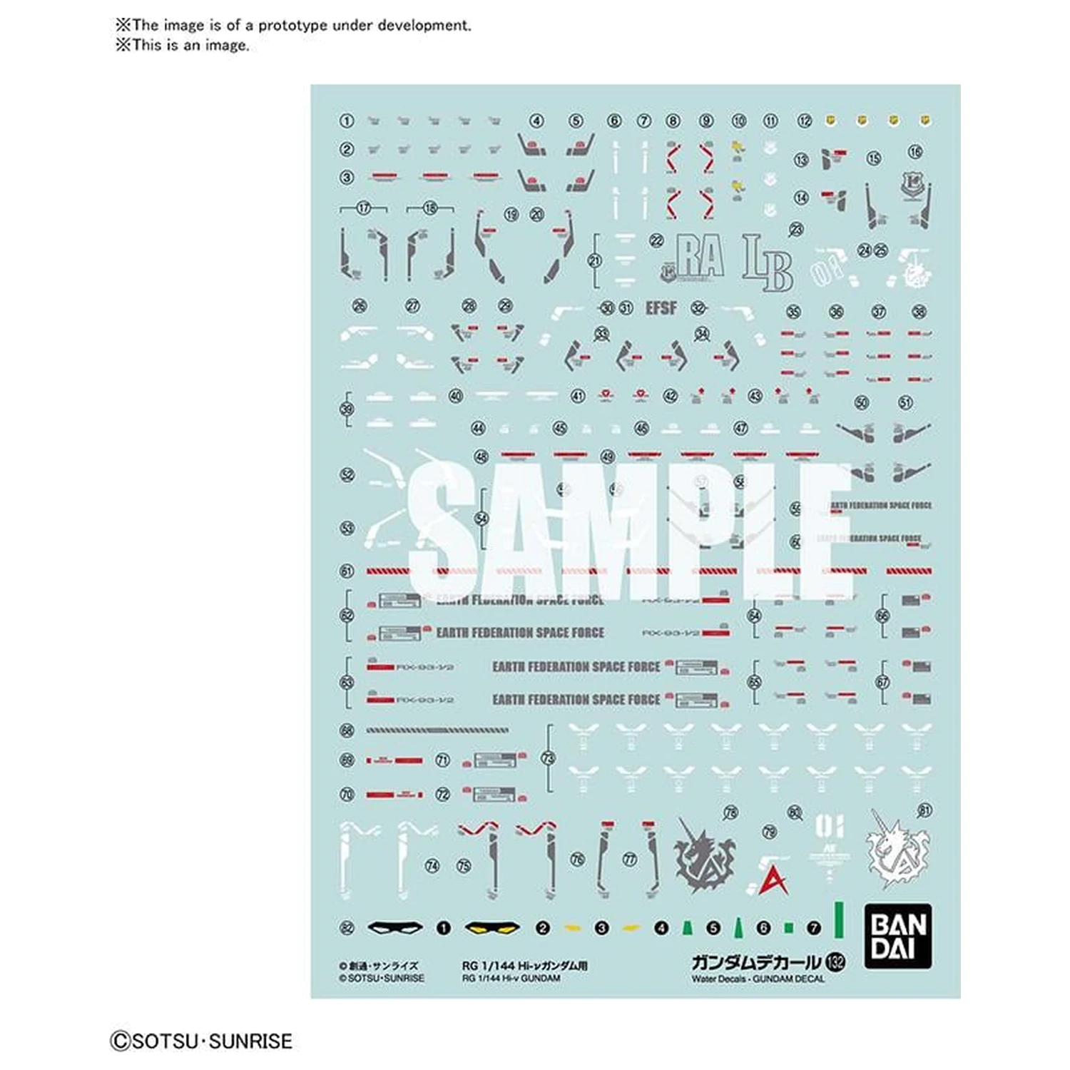 Kalkomania Gundam 132 RG 1/144 Hi-v Gundam Zestaw Modelowy zdjęcie produktu