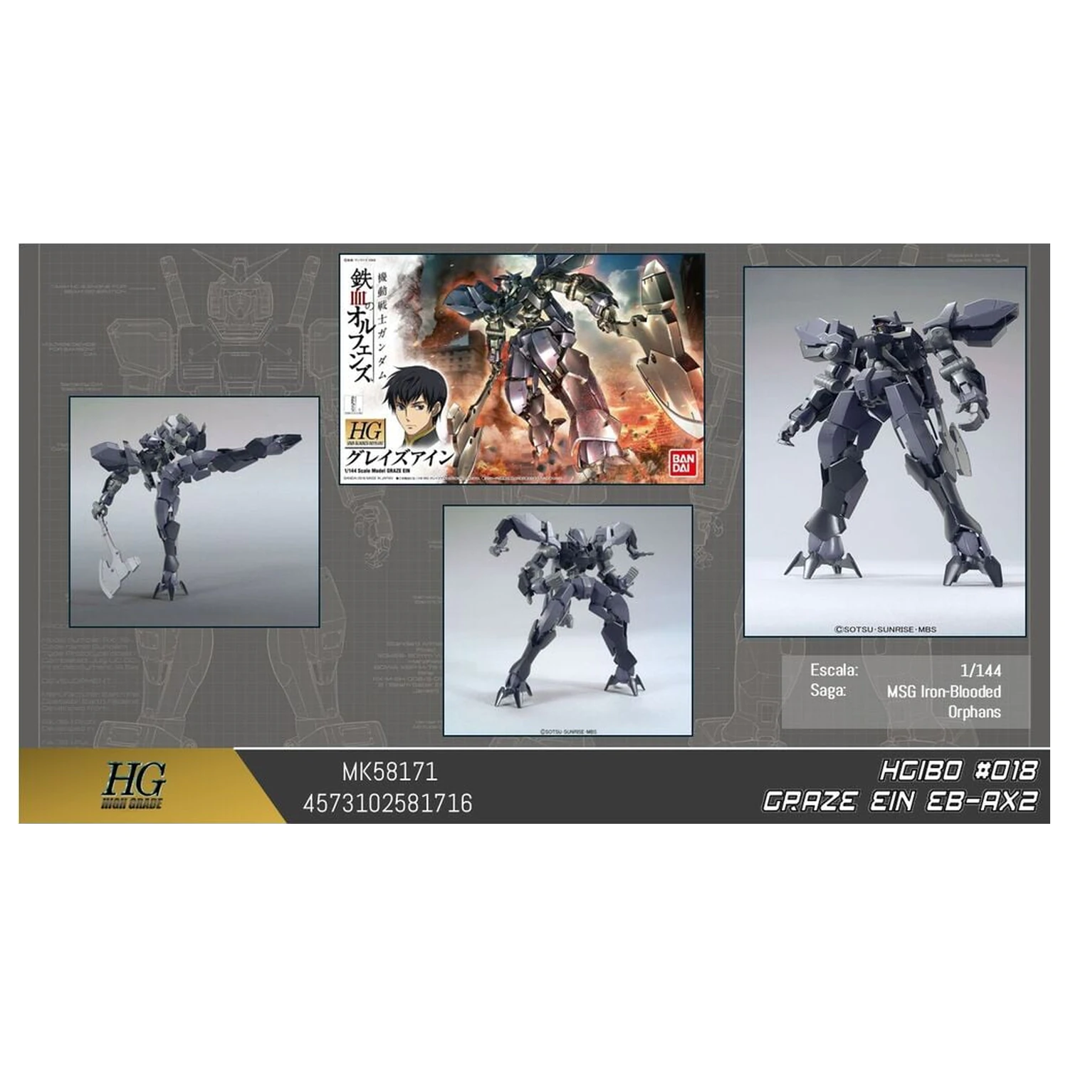 Gundam Iron-Blooded Orphans EB-AX2 Graze Ein Mobile Suit zestaw do składania modeli HG 1/144 zdjęcie produktu