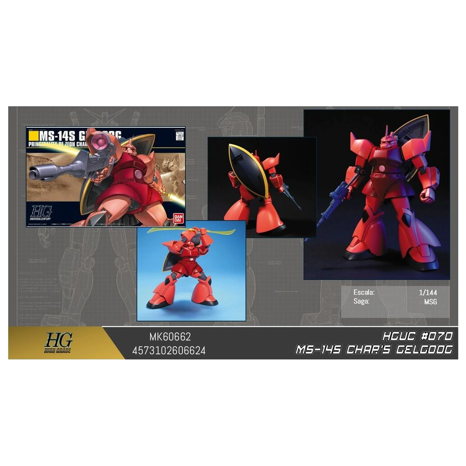 Gundam MS-14S Gelgoog Char Aznable Custom Mobile Suit Zestaw modelarski HGUC 1/144 zdjęcie produktu