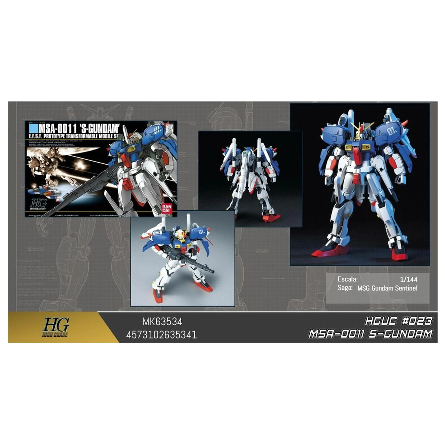 Gundam Sentinel MSA-0011 S Gundam Mobile Suit Zestaw modelarski HGUC 1/144 zdjęcie produktu