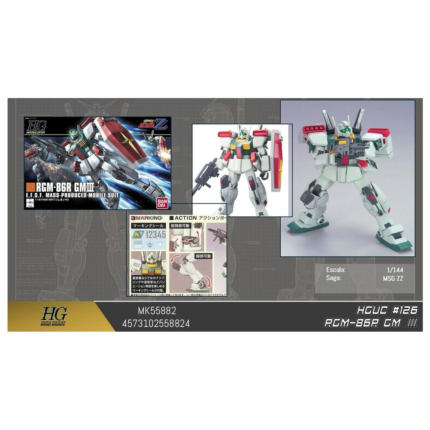 Gundam ZZ RGM-86R GM III Mobile Suit Zestaw modelarski HGUC 1/144 zdjęcie produktu