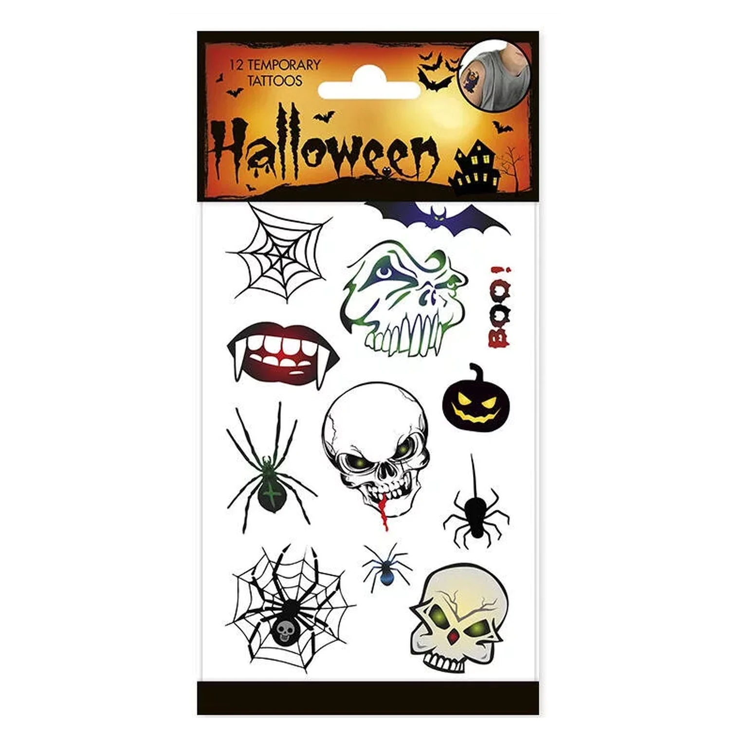 Tatuaże Halloween Skulls, 12-częściowe zdjęcie produktu
