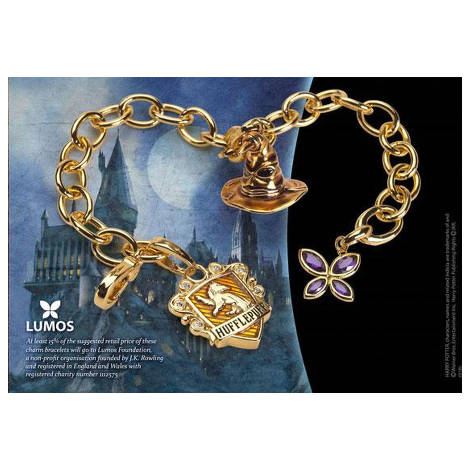 Bransoletka z zawieszkami Harry Potter Charm Bracelet Lumos Hufflepuff zdjęcie produktu