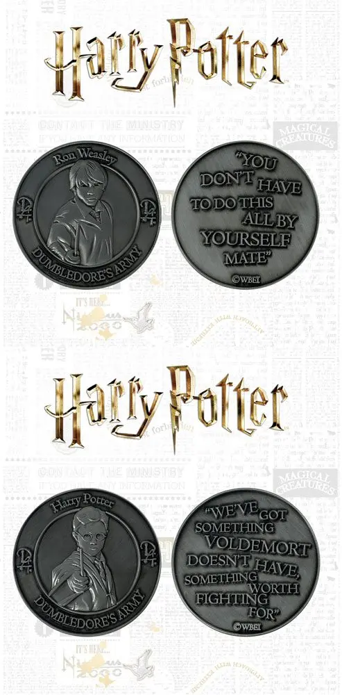 Zestaw 2 pamiątkowych monet Harry Potter Dumbledore's Army: Harry & Ron Edycja Limitowana zdjęcie produktu