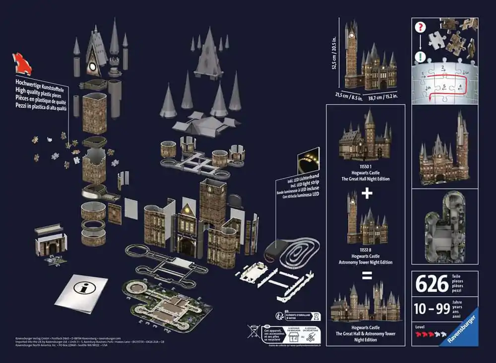 Harry Potter 3D Puzzle Zamek Hogwart: Wieża Astronomiczna - Night Edition (540 Elementów) zdjęcie produktu