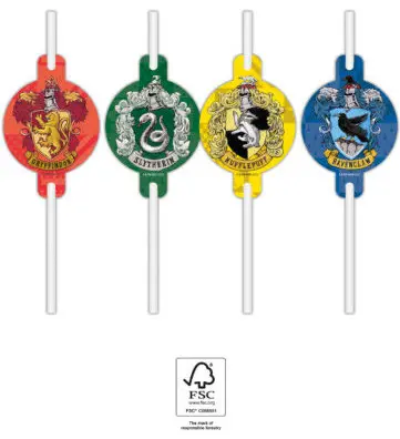 Harry Potter Hogwarts Houses Słomka papierowa 4-częściowy zestaw FSC zdjęcie produktu