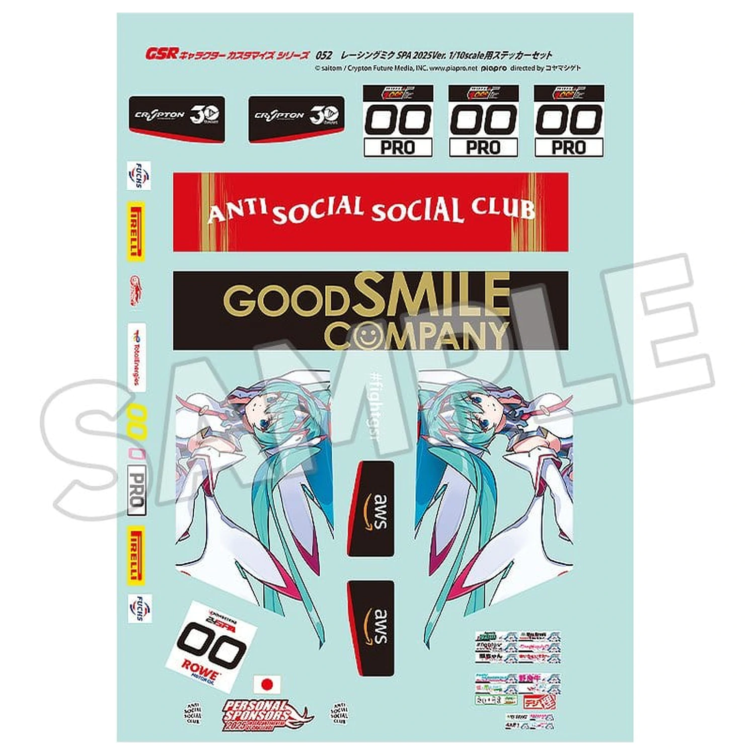 Hatsune Miku GSR Character Customization Series 052 Sticker Set for GSR Cars 1/10 Racing Miku SPA 2025 Ver. zdjęcie produktu