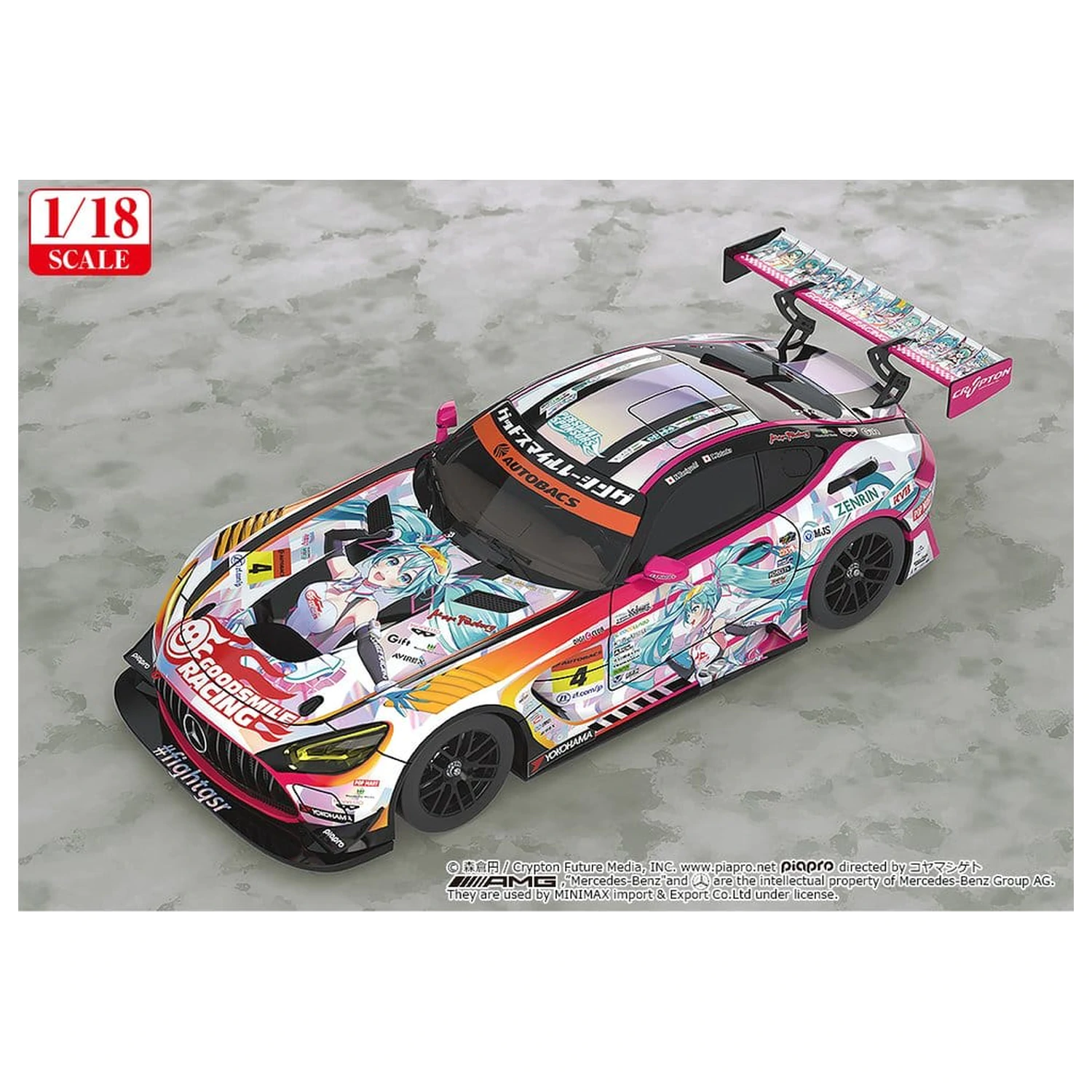 Hatsune Miku GT Project Pojazd 1/18 Good Smile Hatsune Miku AMG 2021 SUPER GT Wersja upamiętniająca 100. wyścig 26 cm zdjęcie produktu