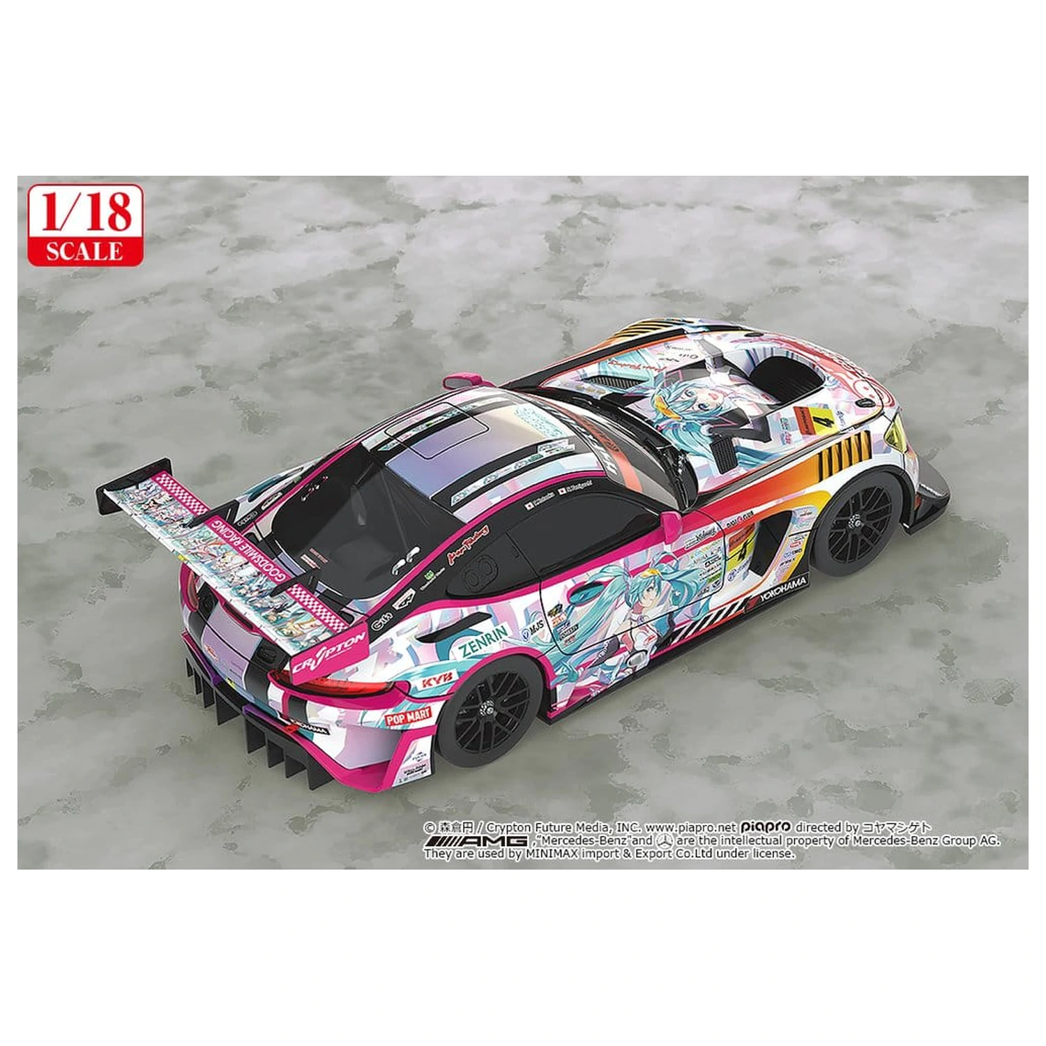Hatsune Miku GT Project Pojazd 1/18 Good Smile Hatsune Miku AMG 2021 SUPER GT Wersja upamiętniająca 100. wyścig 26 cm zdjęcie produktu