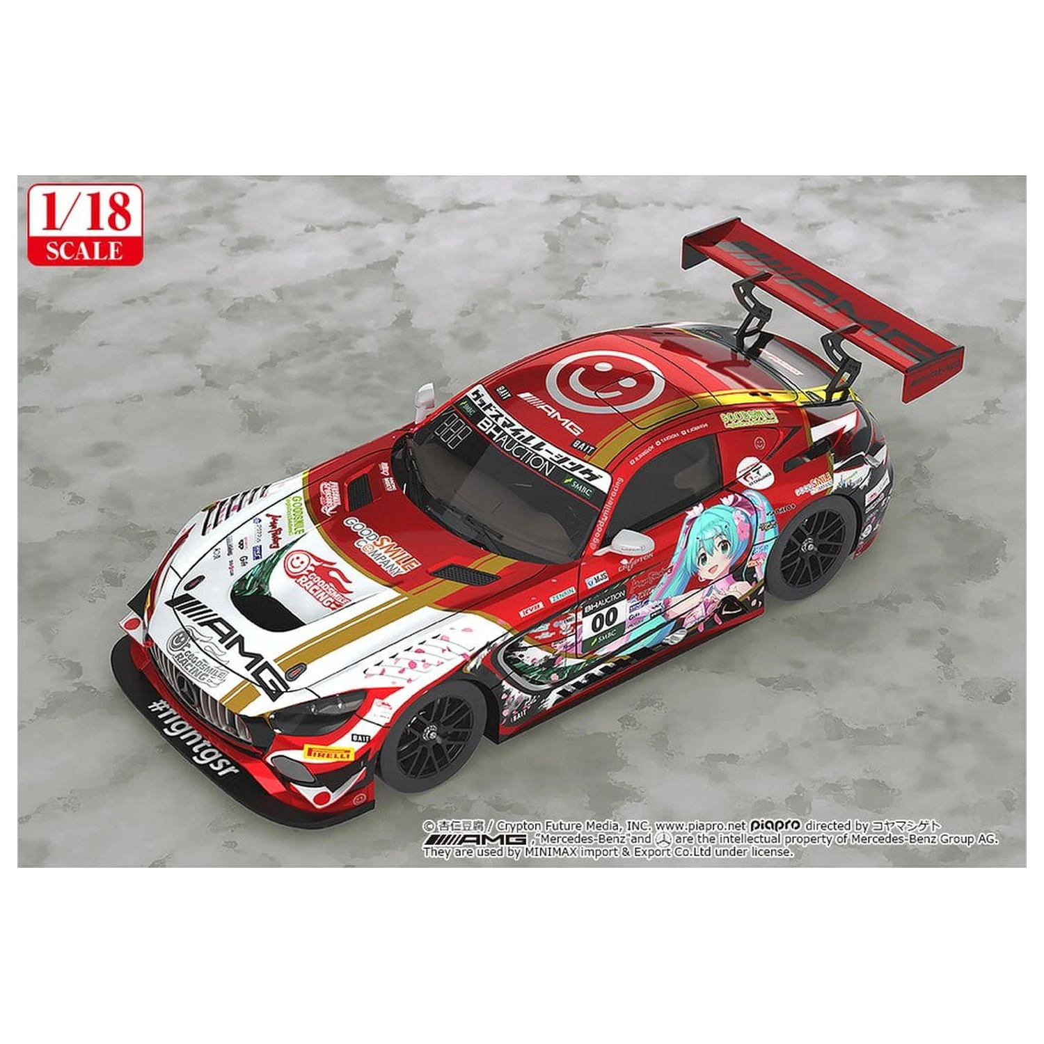 Hatsune Miku GT Project Pojazd 1/18 Mercedes-AMG Team GOOD SMILE 2019 SUZUKA 10HOURS Ver. 26 cm zdjęcie produktu