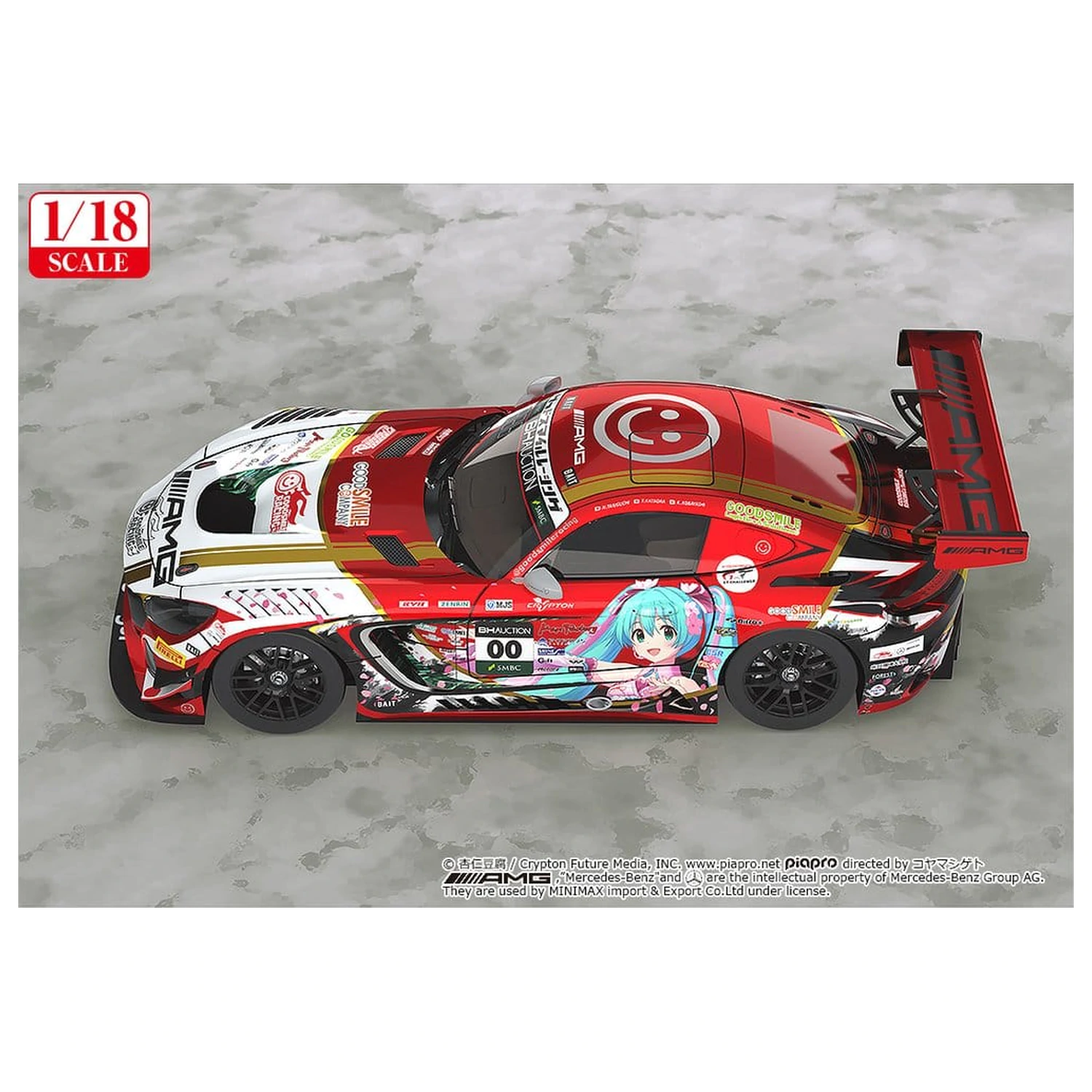Hatsune Miku GT Project Pojazd 1/18 Mercedes-AMG Team GOOD SMILE 2019 SUZUKA 10HOURS Ver. 26 cm zdjęcie produktu